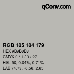 Color code: RGB 185 184 179 | qconv.com