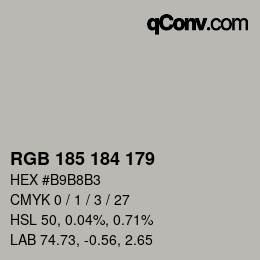 Color code: RGB 185 184 179 | qconv.com