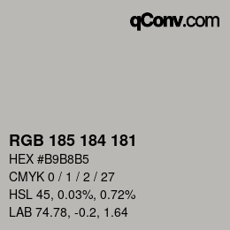 Color code: RGB 185 184 181 | qconv.com