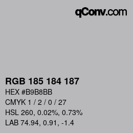 カラーコード: RGB 185 184 187 | qconv.com