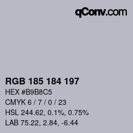 Color code: RGB 185 184 197 | qconv.com