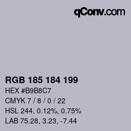 Color code: RGB 185 184 199 | qconv.com