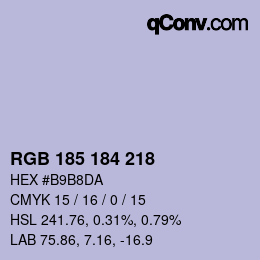 Color code: RGB 185 184 218 | qconv.com