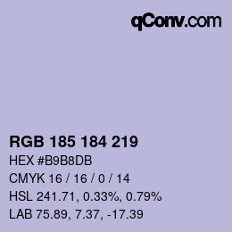 Color code: RGB 185 184 219 | qconv.com