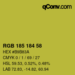 Color code: RGB 185 184 58 | qconv.com