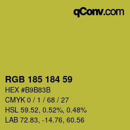 Color code: RGB 185 184 59 | qconv.com
