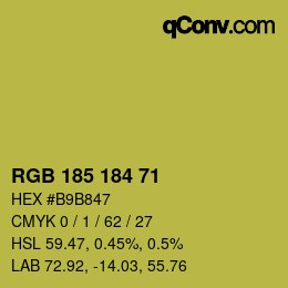 Color code: RGB 185 184 71 | qconv.com