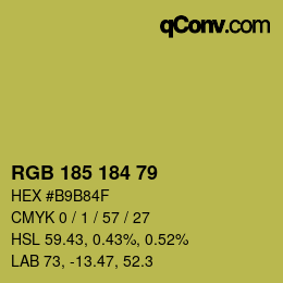Color code: RGB 185 184 79 | qconv.com