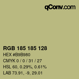 Código de color: RGB 185 185 128 | qconv.com