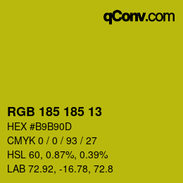 Color code: RGB 185 185 13 | qconv.com