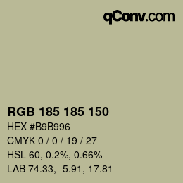 Color code: RGB 185 185 150 | qconv.com