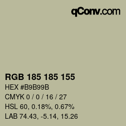 Color code: RGB 185 185 155 | qconv.com