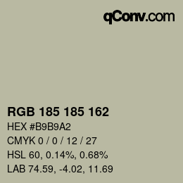 カラーコード: RGB 185 185 162 | qconv.com