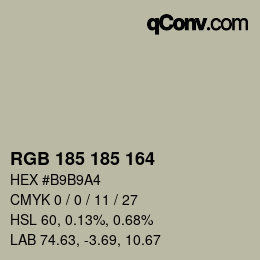 Farbcode: RGB 185 185 164 | qconv.com