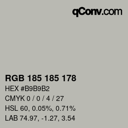 Color code: RGB 185 185 178 | qconv.com