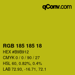 Color code: RGB 185 185 18 | qconv.com