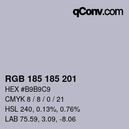 Color code: RGB 185 185 201 | qconv.com