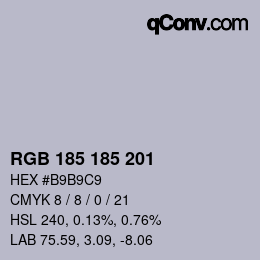 カラーコード: RGB 185 185 201 | qconv.com