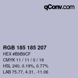 Color code: RGB 185 185 207 | qconv.com
