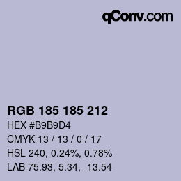 颜色代码: RGB 185 185 212 | qconv.com