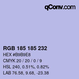 Color code: RGB 185 185 232 | qconv.com