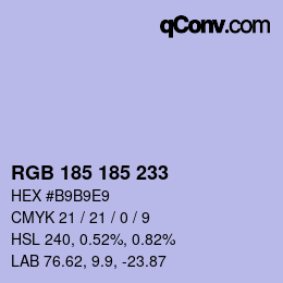 Color code: RGB 185 185 233 | qconv.com