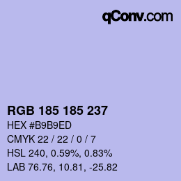Color code: RGB 185 185 237 | qconv.com