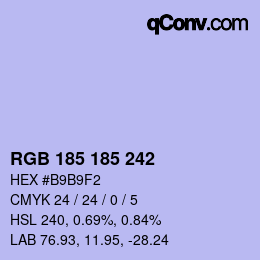 Color code: RGB 185 185 242 | qconv.com