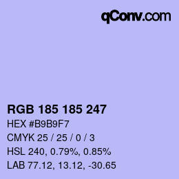 Color code: RGB 185 185 247 | qconv.com