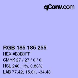 Color code: RGB 185 185 255 | qconv.com