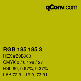 Color code: RGB 185 185 3 | qconv.com