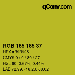 Color code: RGB 185 185 37 | qconv.com