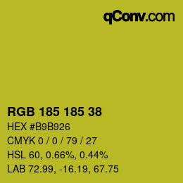 Color code: RGB 185 185 38 | qconv.com