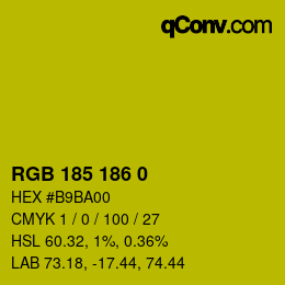 Color code: RGB 185 186 0 | qconv.com