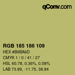 Color code: RGB 185 186 109 | qconv.com