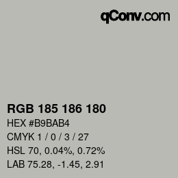 Color code: RGB 185 186 180 | qconv.com