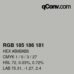 Color code: RGB 185 186 181 | qconv.com