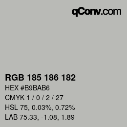 Color code: RGB 185 186 182 | qconv.com