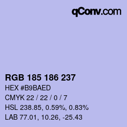 Color code: RGB 185 186 237 | qconv.com