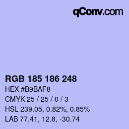 Color code: RGB 185 186 248 | qconv.com