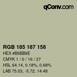 Color code: RGB 185 187 158 | qconv.com
