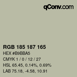 Color code: RGB 185 187 165 | qconv.com
