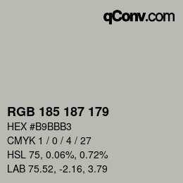 Color code: RGB 185 187 179 | qconv.com