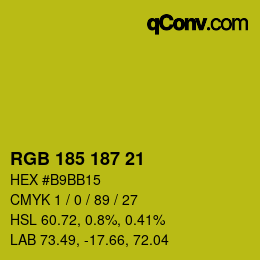 Color code: RGB 185 187 21 | qconv.com