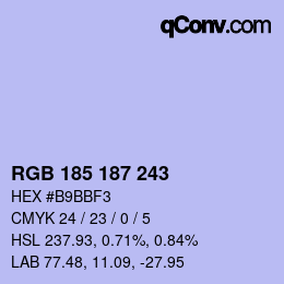 Color code: RGB 185 187 243 | qconv.com