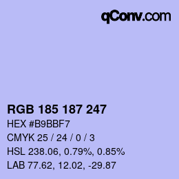 Color code: RGB 185 187 247 | qconv.com