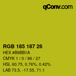 Color code: RGB 185 187 26 | qconv.com