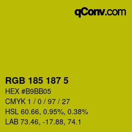 Color code: RGB 185 187 5 | qconv.com
