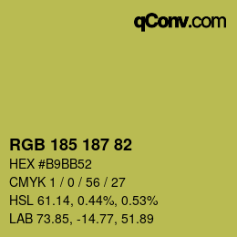 Color code: RGB 185 187 82 | qconv.com
