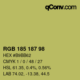 Color code: RGB 185 187 98 | qconv.com